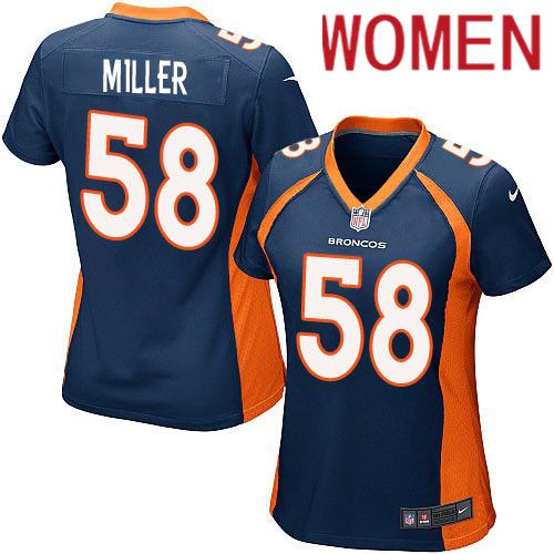 Women Denver Broncos #58 Von Miller Nike Navy Blue Game Player NFL Jersey->women nfl jersey->Women Jersey